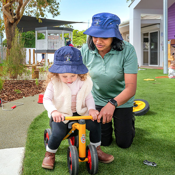 Teacher and child bike